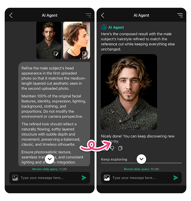 Try on gentleman haircuts in real time using AI try on tool.