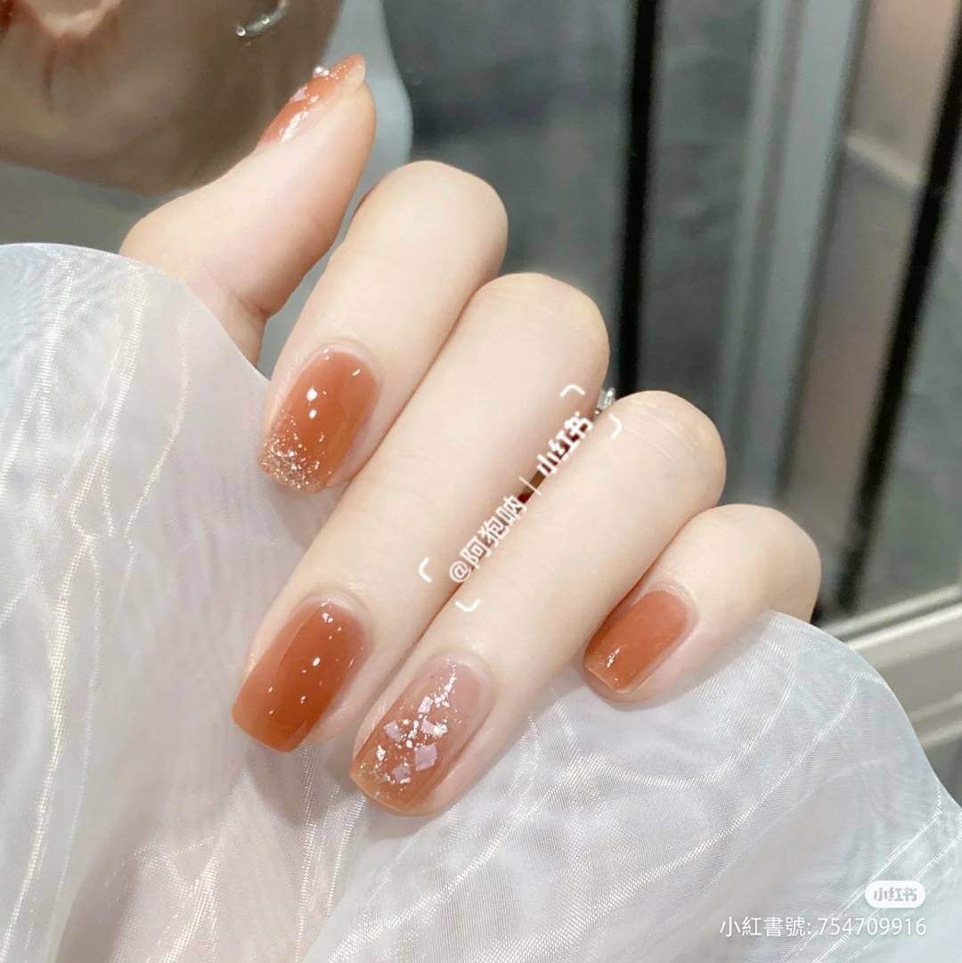 可愛南瓜裸色系美甲