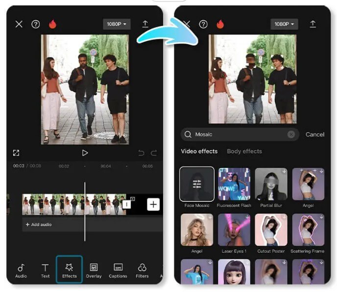 Capcut : flouter visage sur vidéo