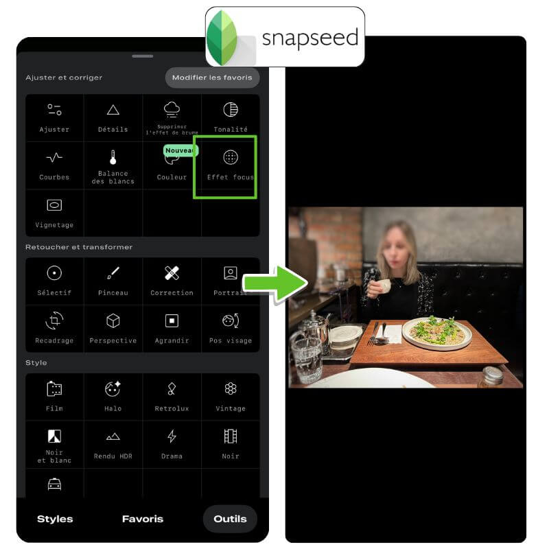 Snapseed : flouter visage sur photo
