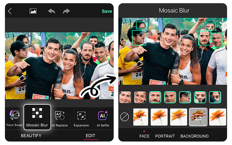 Flouter visage sur photo
