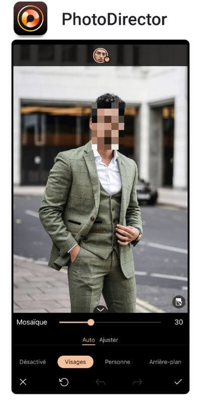 Photodirector appli pour flouter visage photo