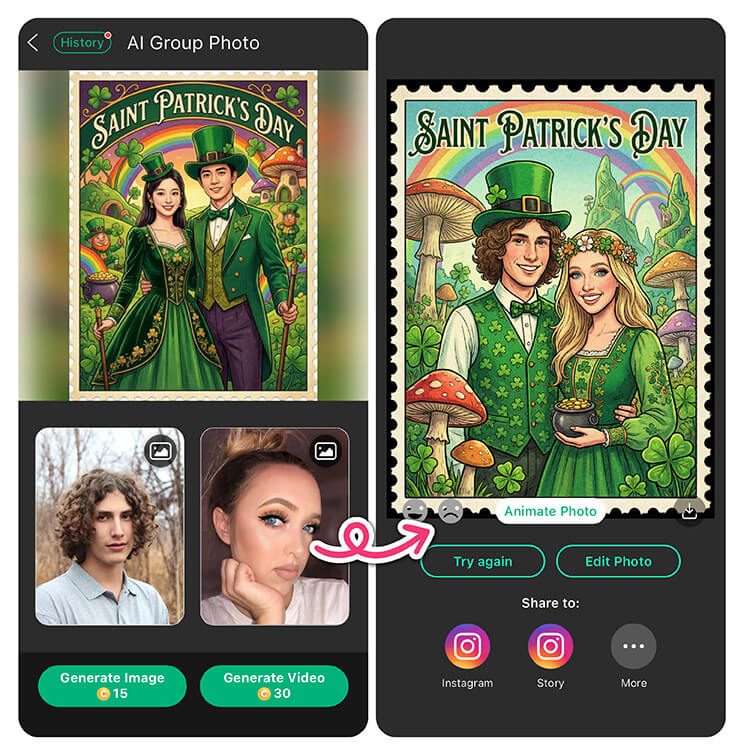Create a Festive AI Group Photo with St Patrick's Day Template