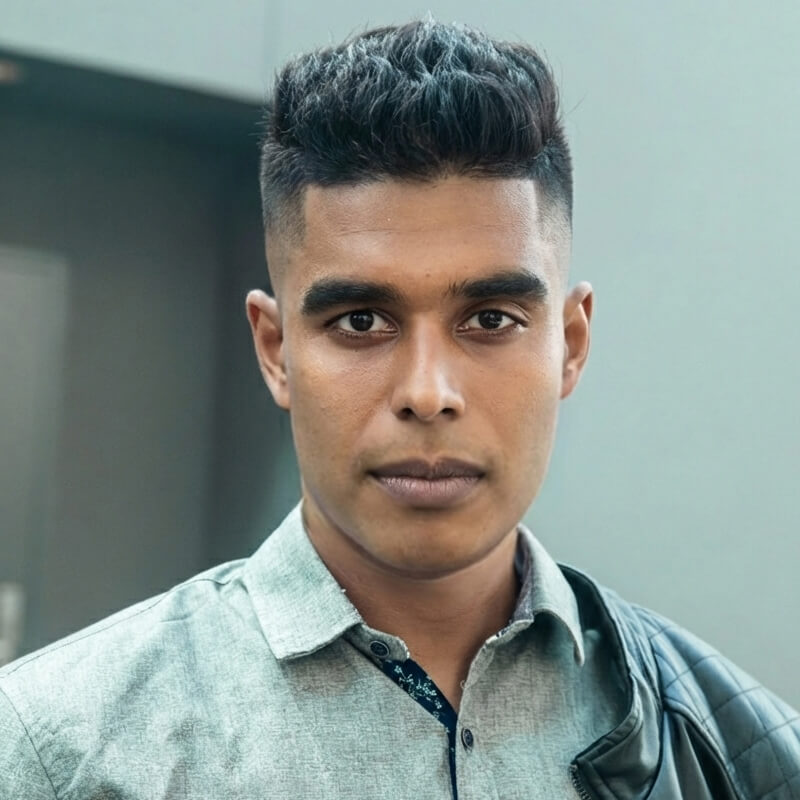 Try on high fade hairstyle in real time to see if it suits you.