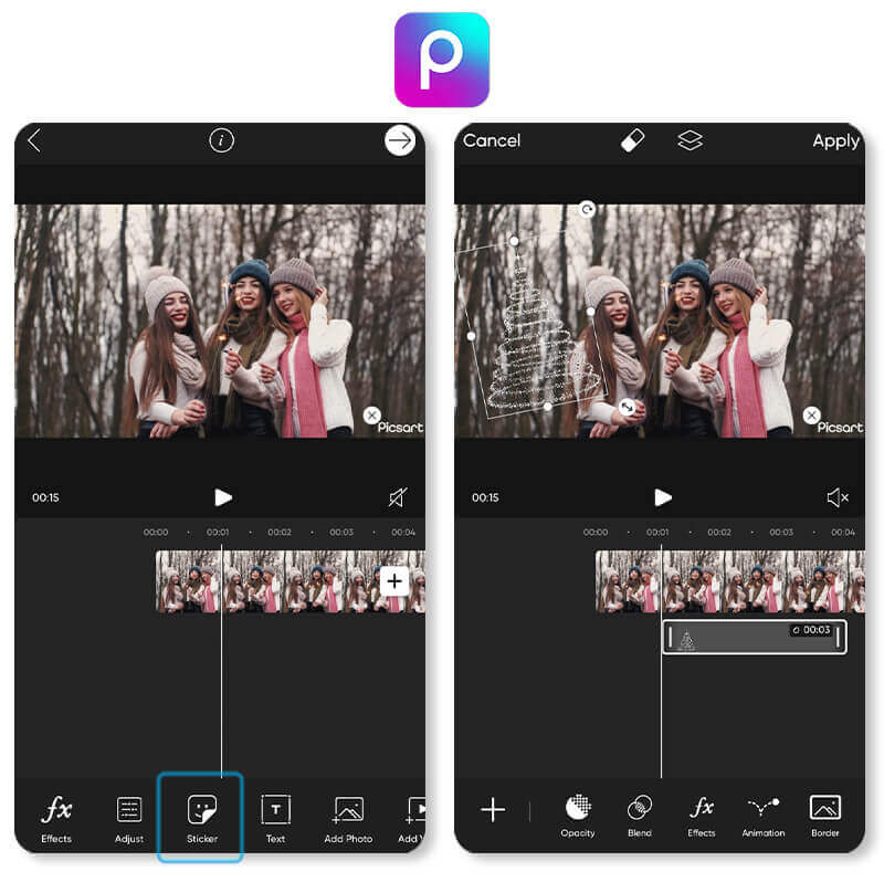 Instagram Reels bearbeiten mit Picsart Picsart-App für Reels