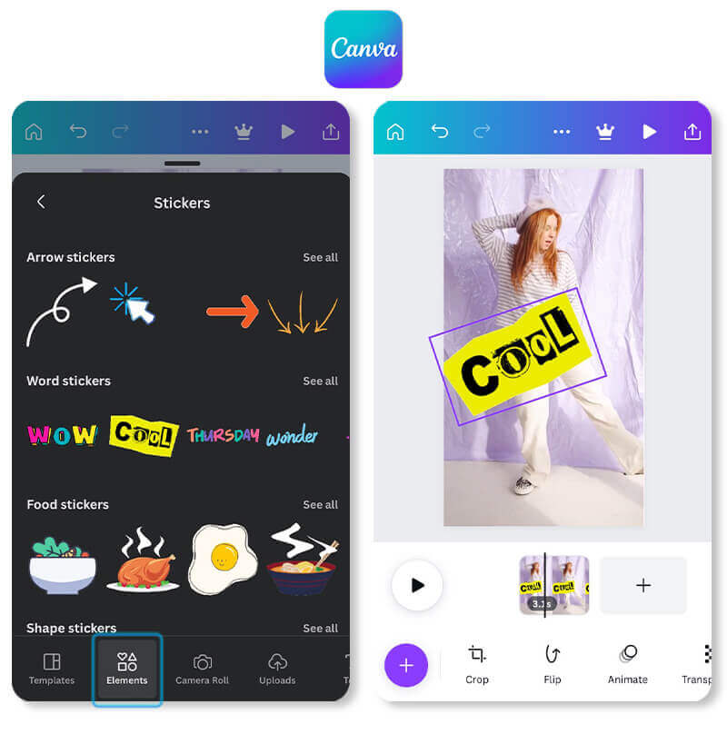 Instagram Reels bearbeiten mit Canva Canva-App für Reels