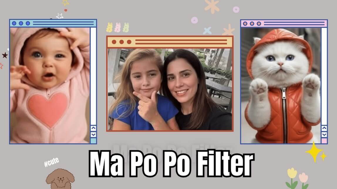 Filtro ma po po: bebê, dupla mãe e filha e gatinho animados com dança IA no TikTok e Reels