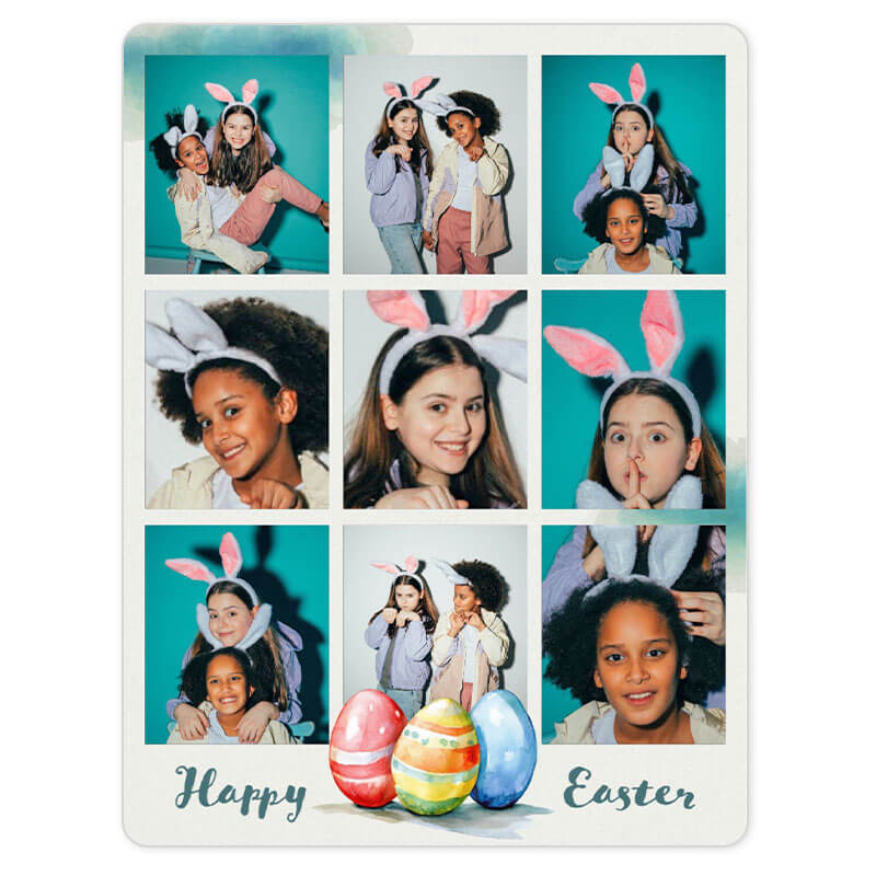 Template de colagem de Páscoa com layout de grid para montar fotos de família.