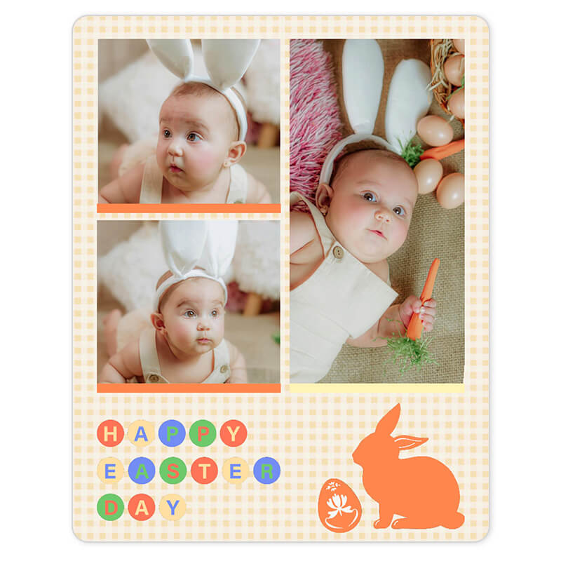 Template de foto temático de Páscoa com moldura floral e mensagem festiva.