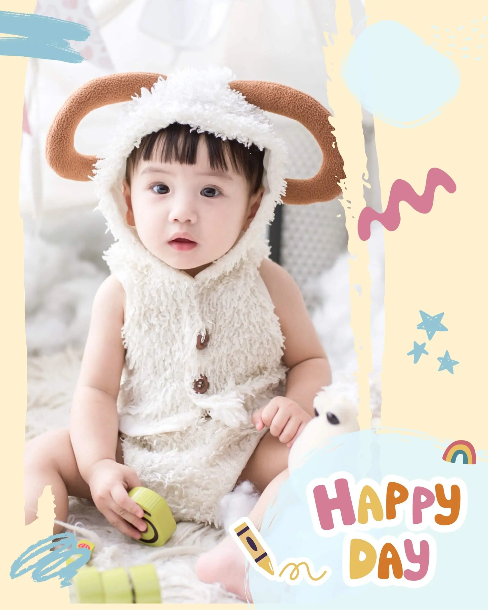 兒童節邊框 7：彩虹塗鴉邊框