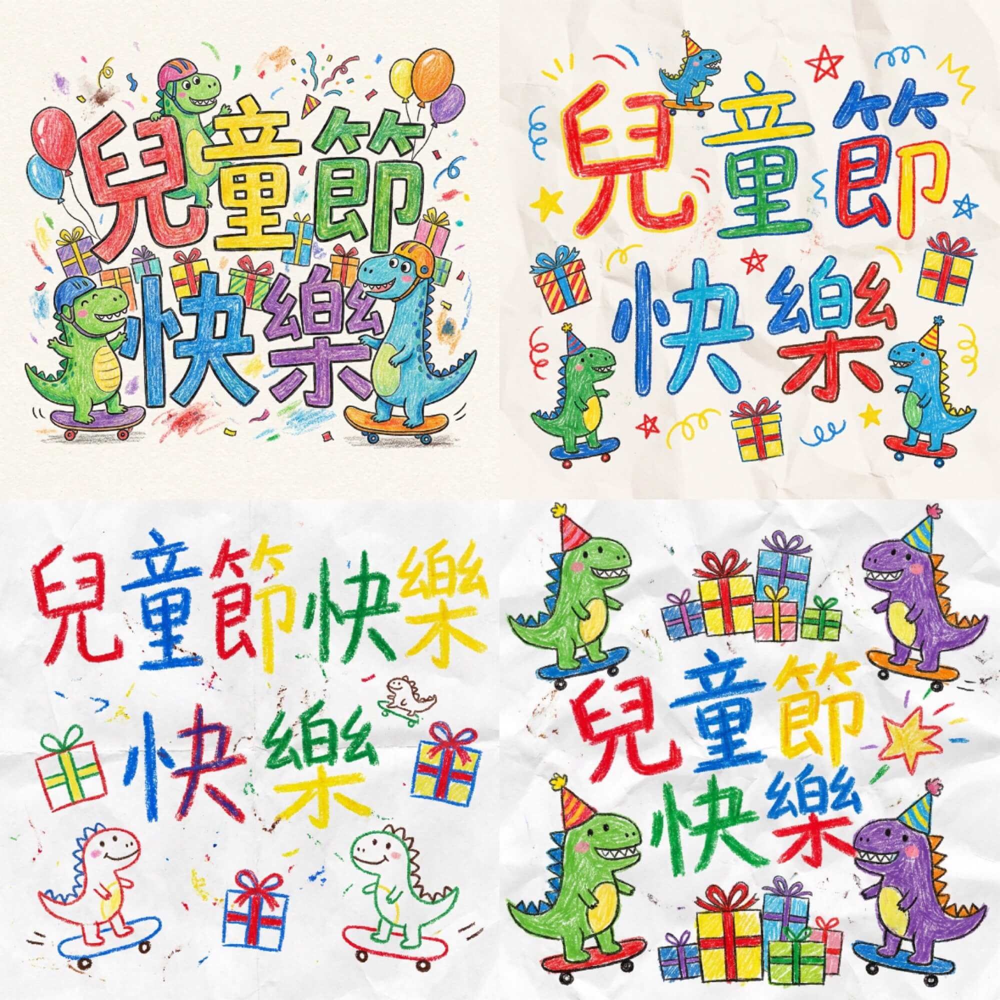 兒童節快樂圖：恐龍塗鴉嘉年華