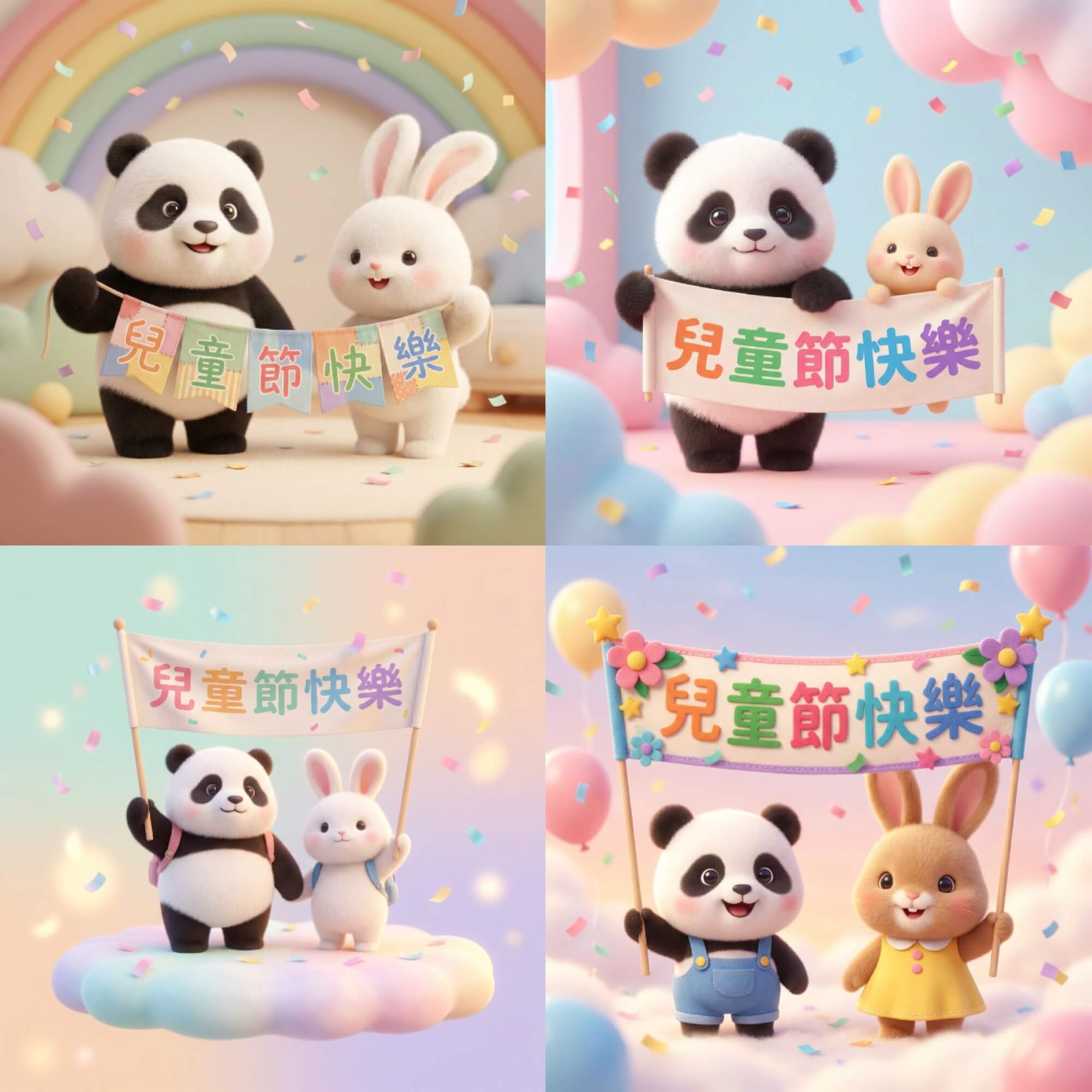 兒童節圖案：動物雲端派對