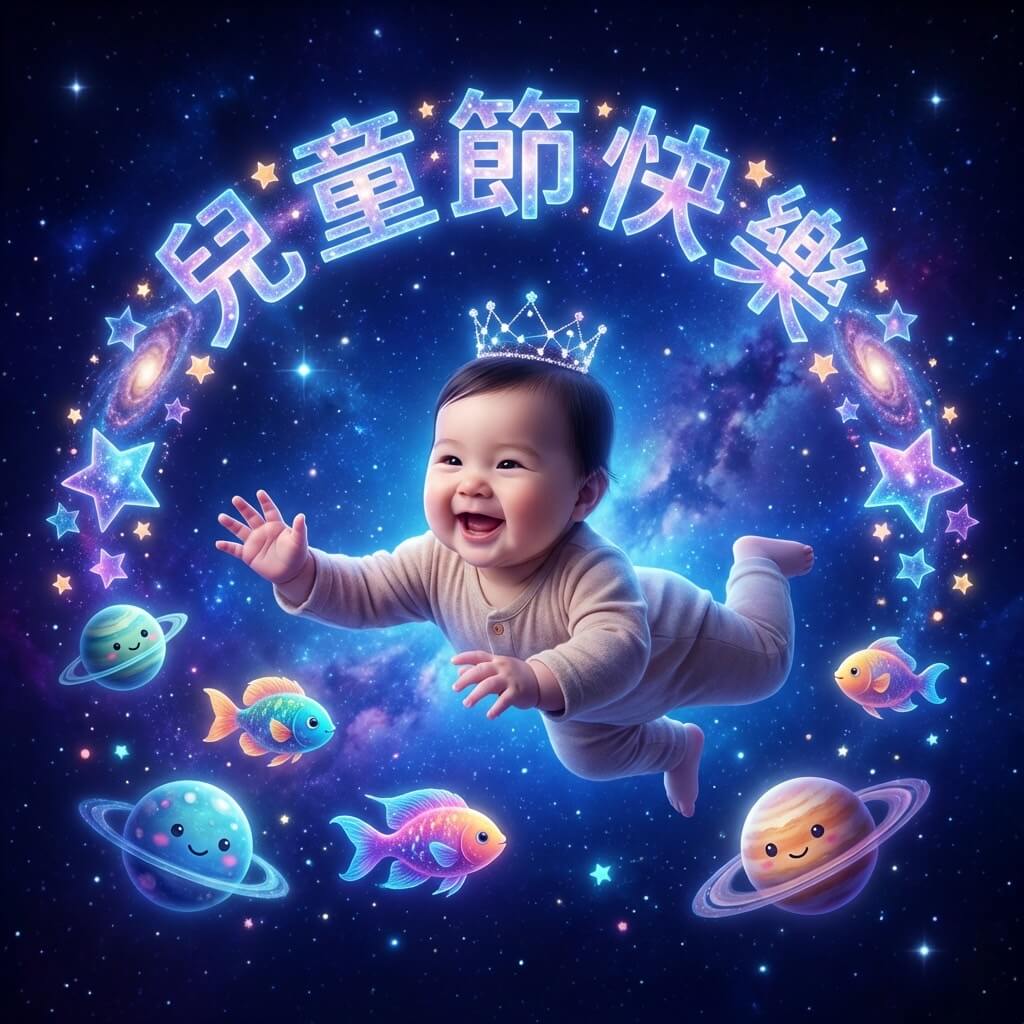 兒童節快樂賀圖：宇宙星空探險