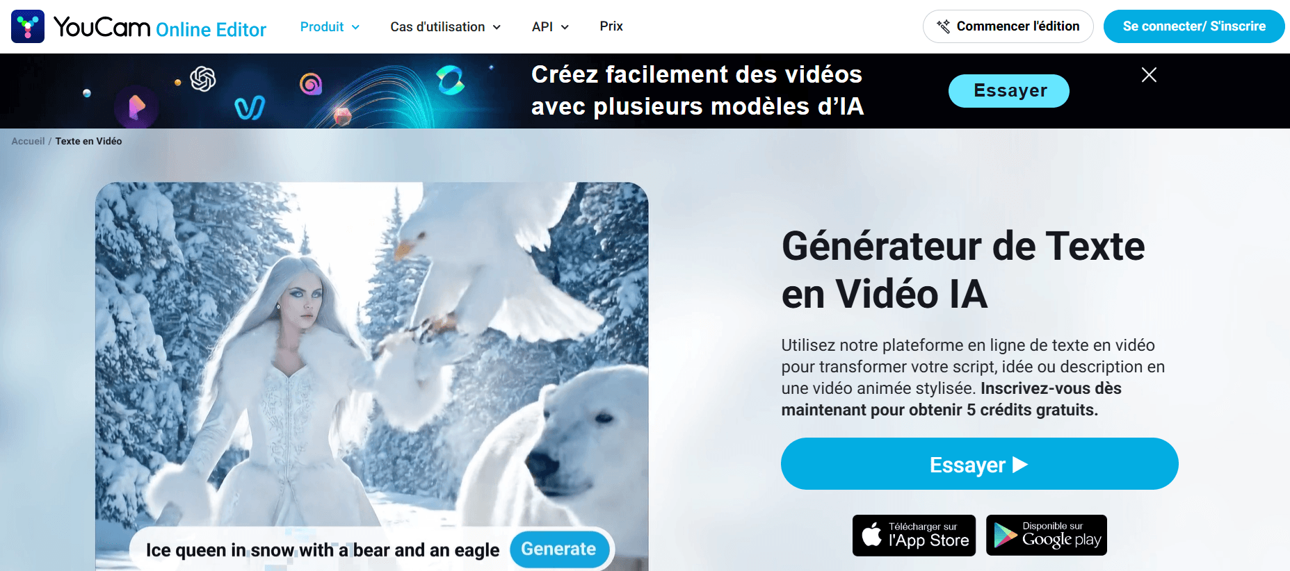 YouCam Editeur en Ligne : Générateur texte en vidéo