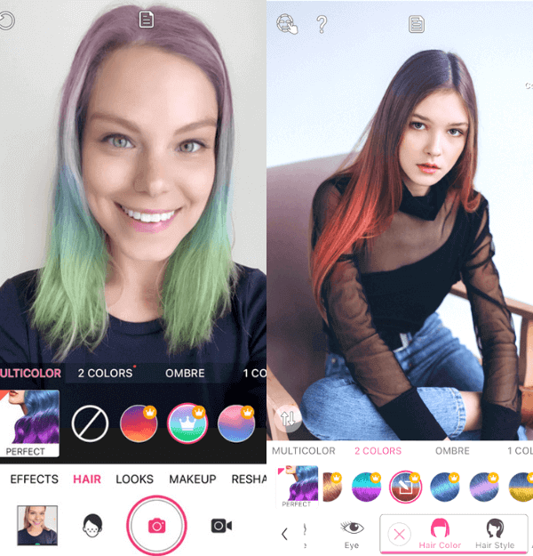 Meilleure appli de maquillage simulateur couleur de cheveux