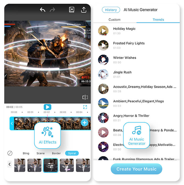 Add dynamic effects to your gaming video with YouCam Video app.