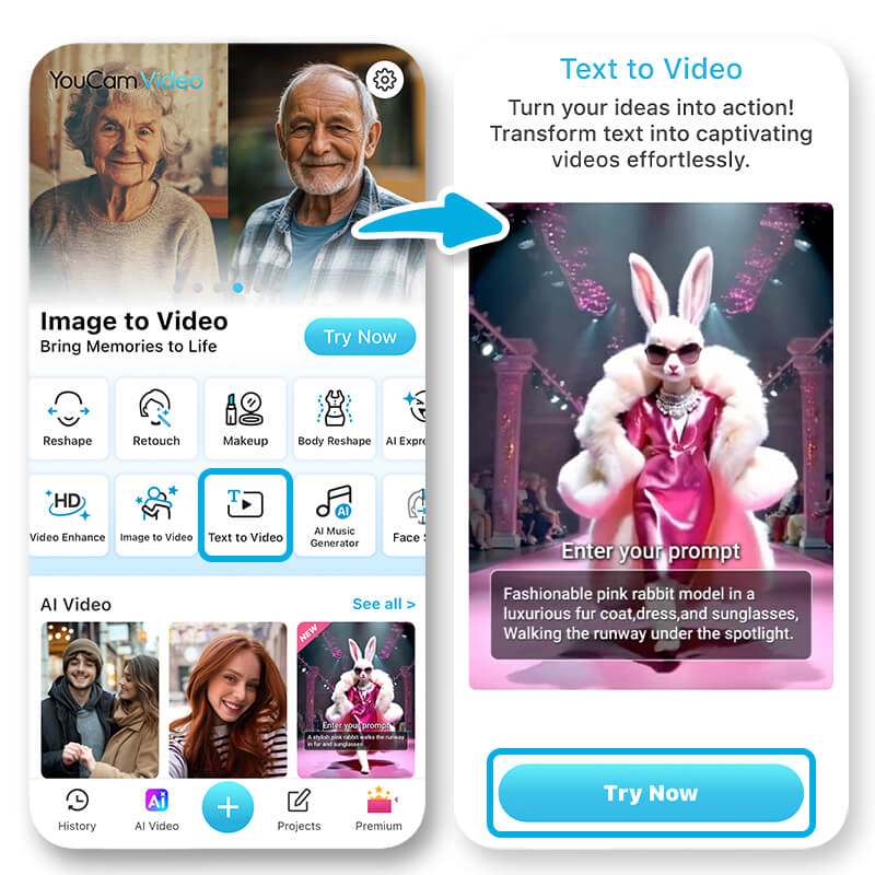 Step 2: Access Text to Video Feature