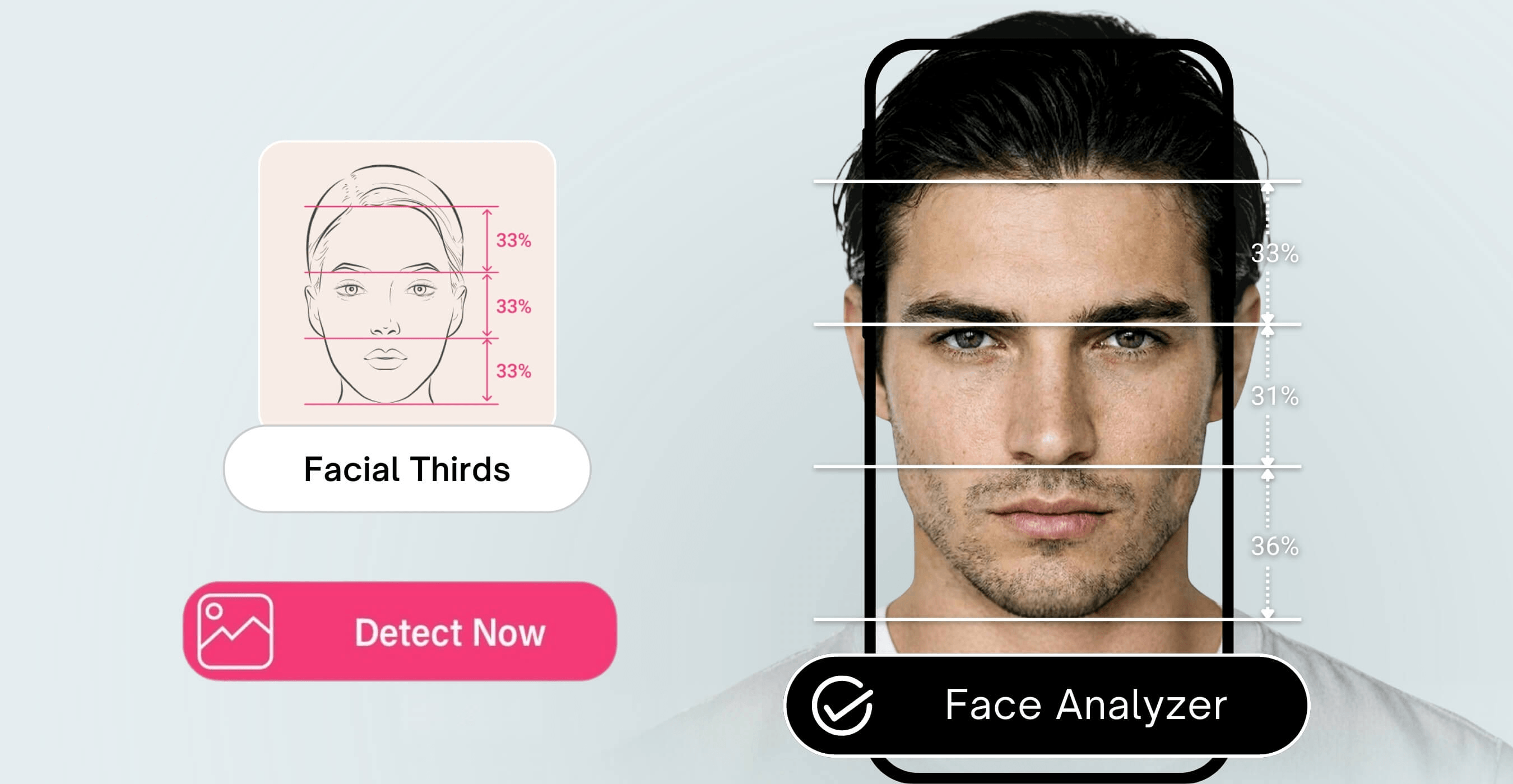 AI Facial Thirds Test