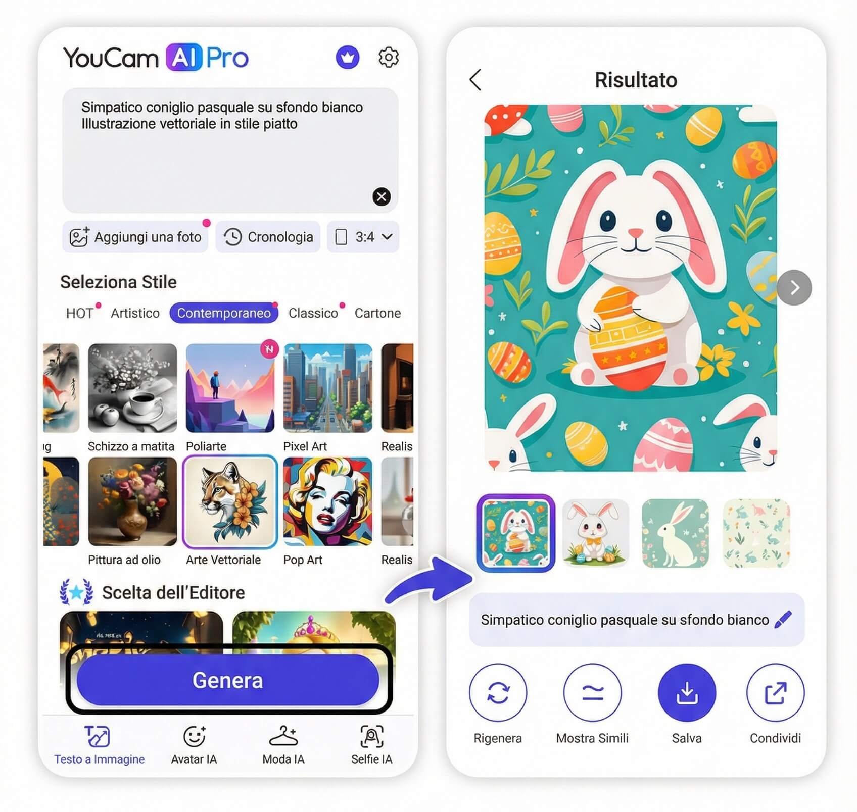 Come Creare Immagini di Buona Pasqua 2026 GRATIS col Miglior Generatore di Immagini AI: YouCam AI Pro