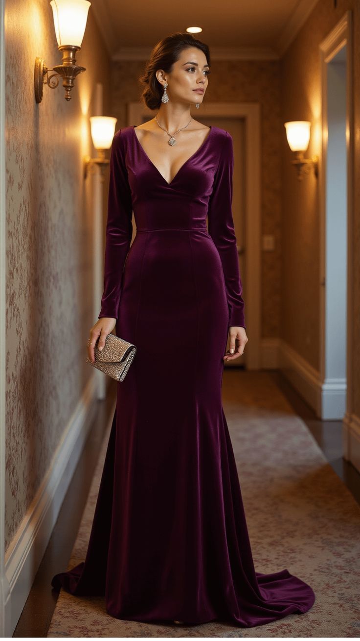 Long sleeve black tie wedding guest dress formal winter style