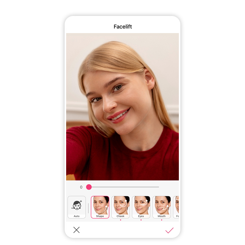 See potential AI surgery results in real time with AI facelift.