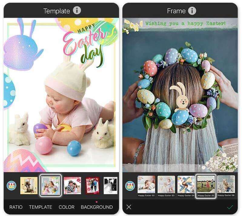Ajoutez des cadres photo Pâques aux photos avec la meilleure application d'édition photo de Pâques