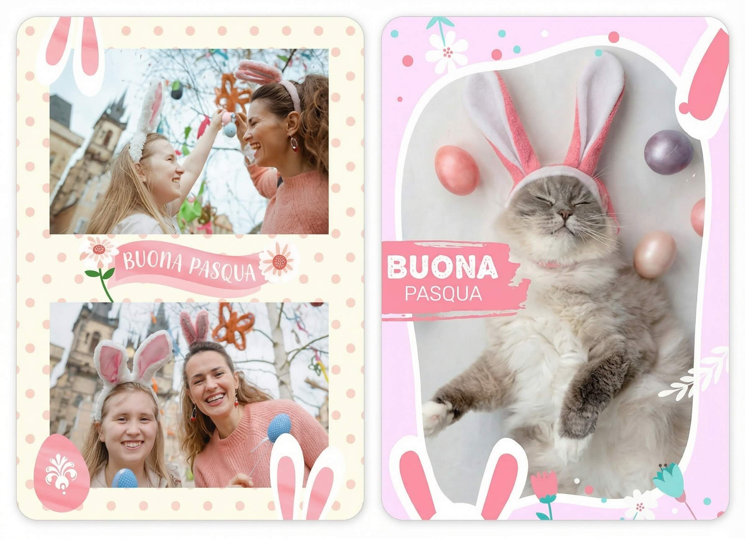 Cartoline di Buona Pasqua Virtuale con Orecchie da Coniglio Pasquale