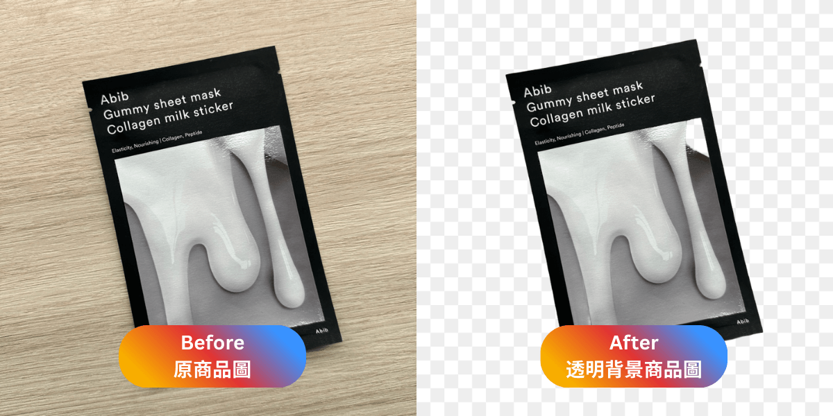 商品圖去背 Before / After 對比