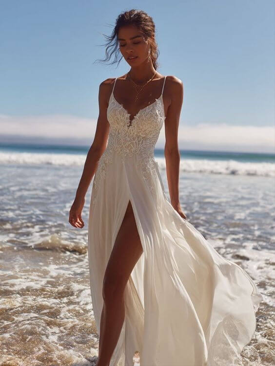 Sheath beach wedding dress simple elegant silhouette