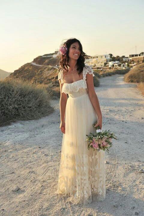 Empire waist beach wedding dress lightweight flowy fit