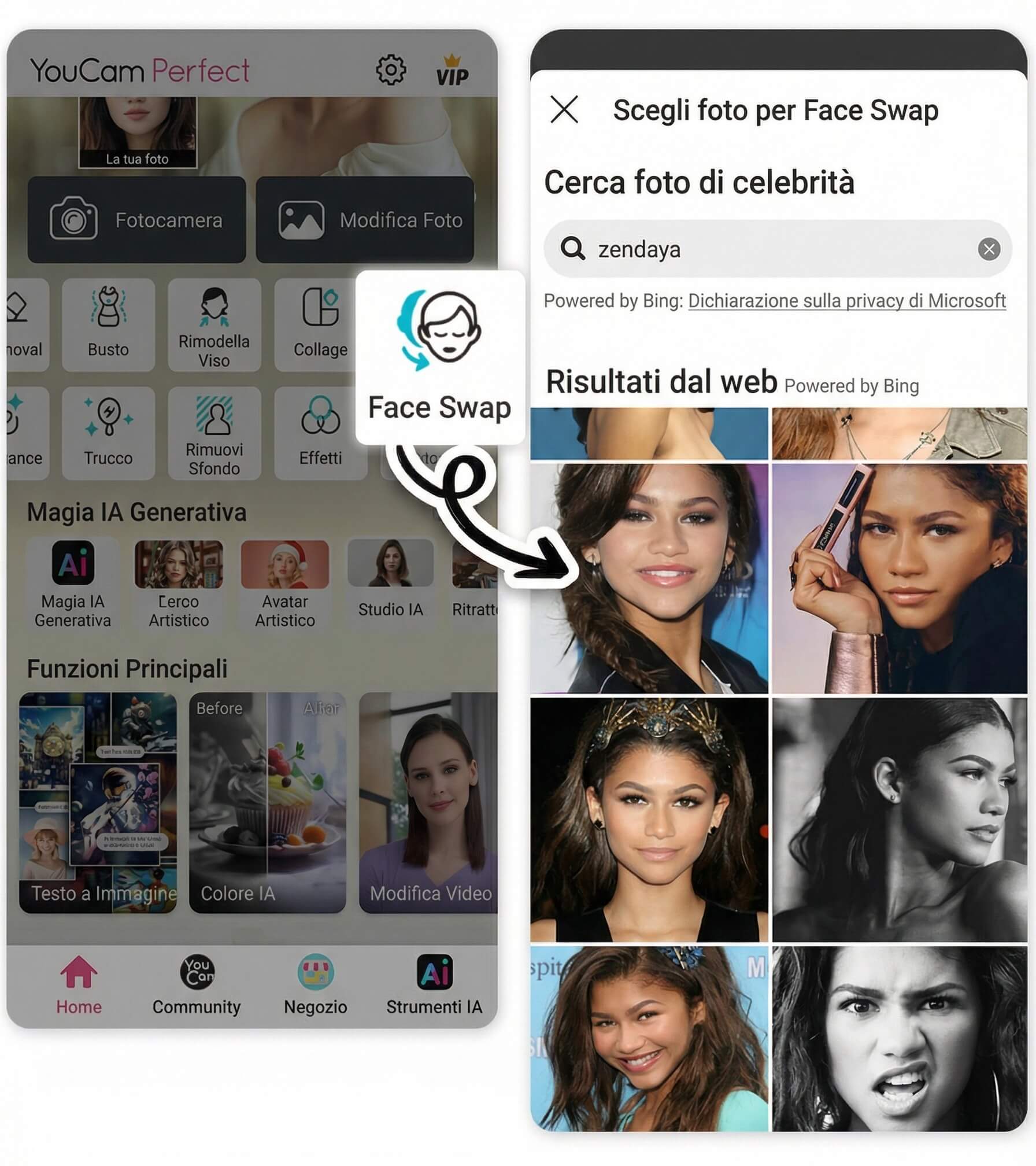 Vai alla Funzione Face Swap