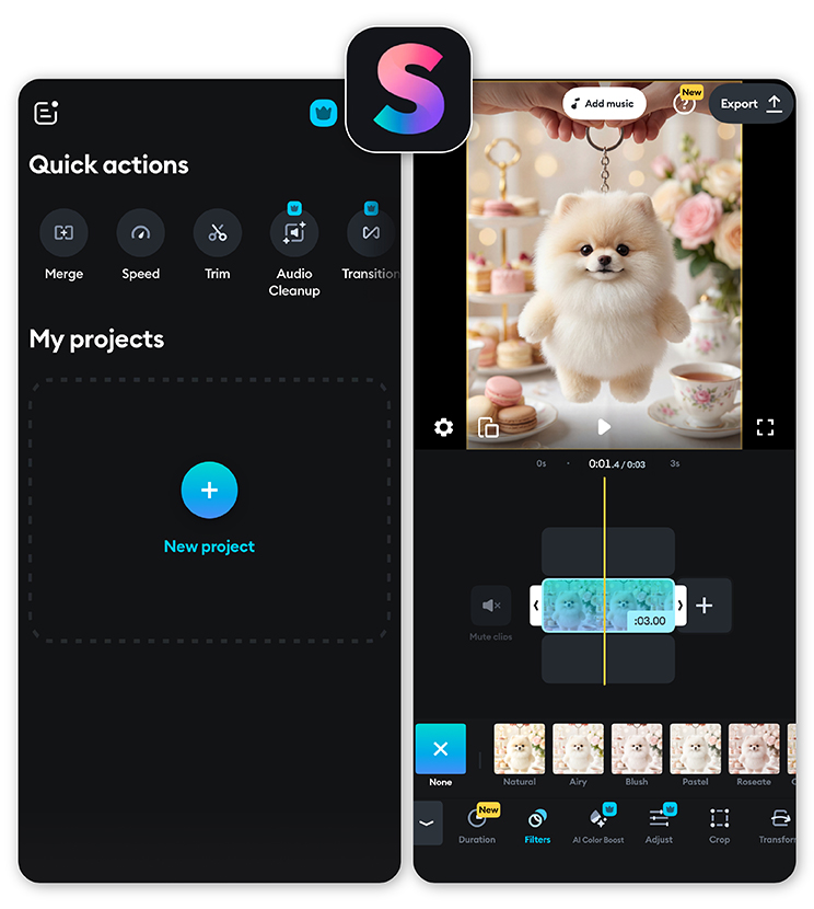 This reels maker makes it easy to sync dialogue, music, and effects in your Reels.