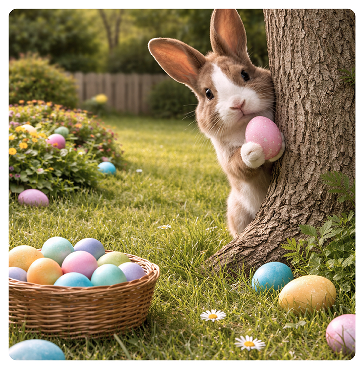 Create memorable Easter photos by adding Easter Bunny to them.