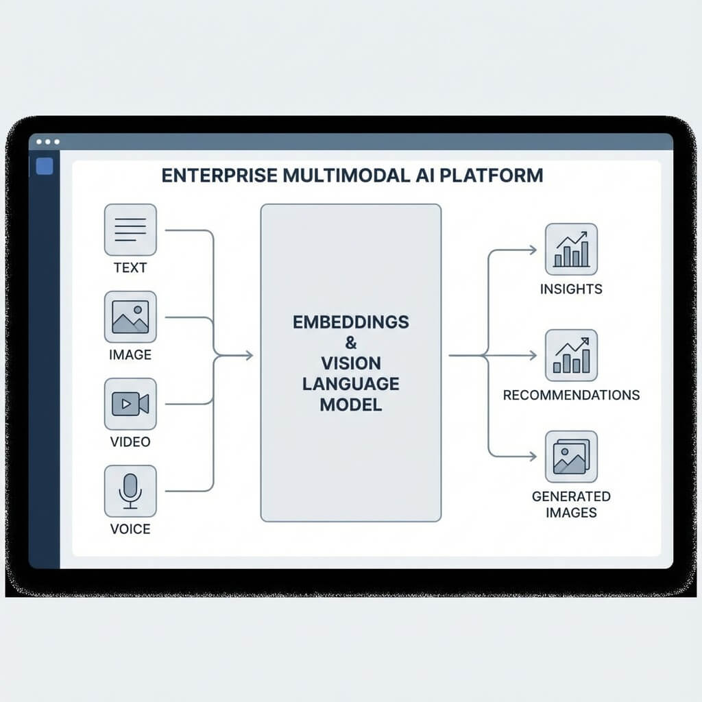 how multimodal AI works vision language model embedding diagram