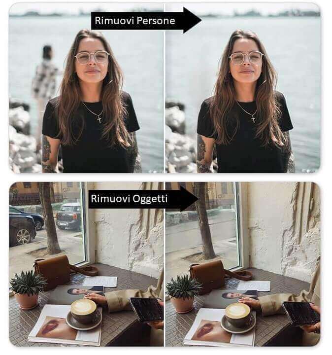 Elimina oggetti & elimina persone dalle foto