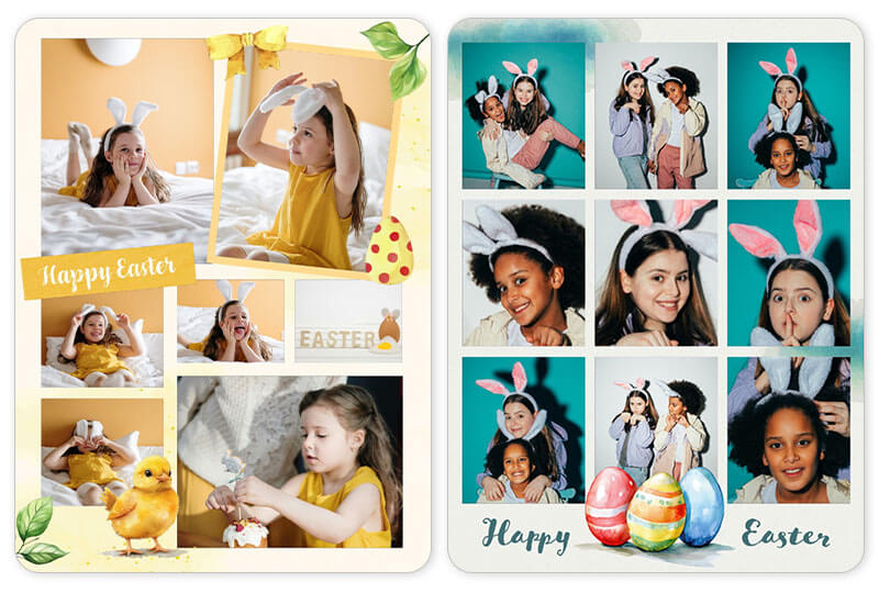 Take your Easter photos to the next level with cute Easter collages and templates. Make your Easter photos extra festive with Easter collages and templates.