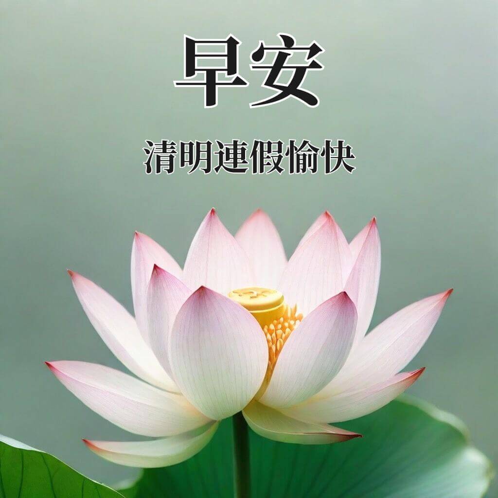 清明節早安圖｜蓮花圖