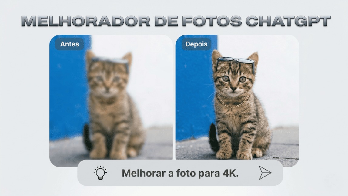 Comparação antes e depois de aprimorador de foto com IA: imagem borrada transformada em alta resolução com prompt de texto no YouCam Enhance