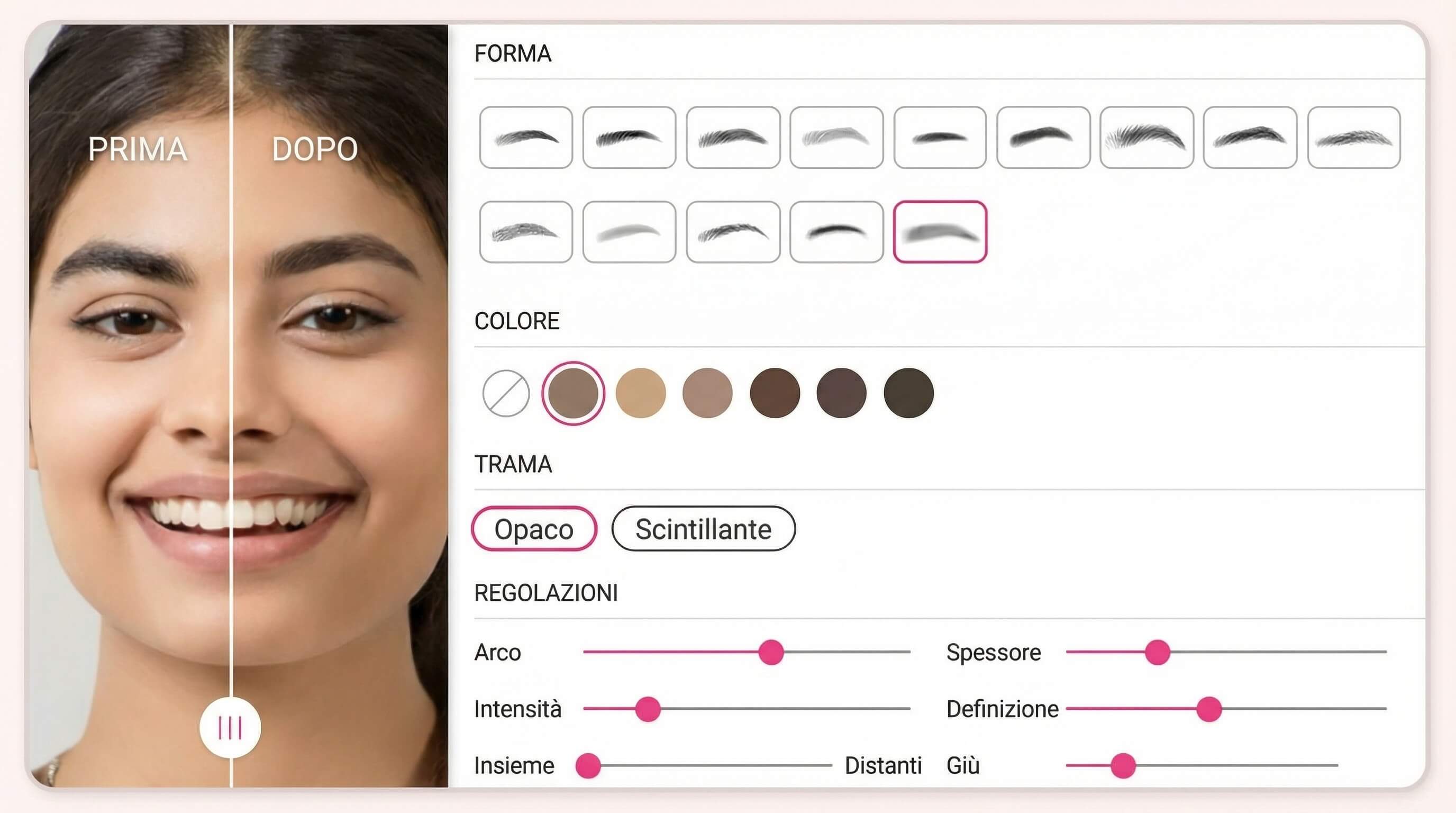 Virtual Try On Forma e Colore Sopracciglia
