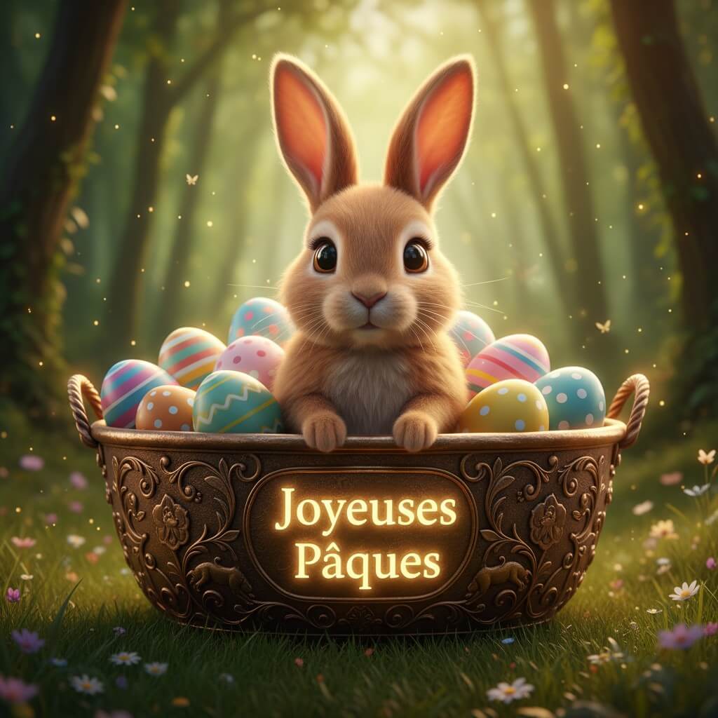 Prompt pour créer image lapin de Pâques
