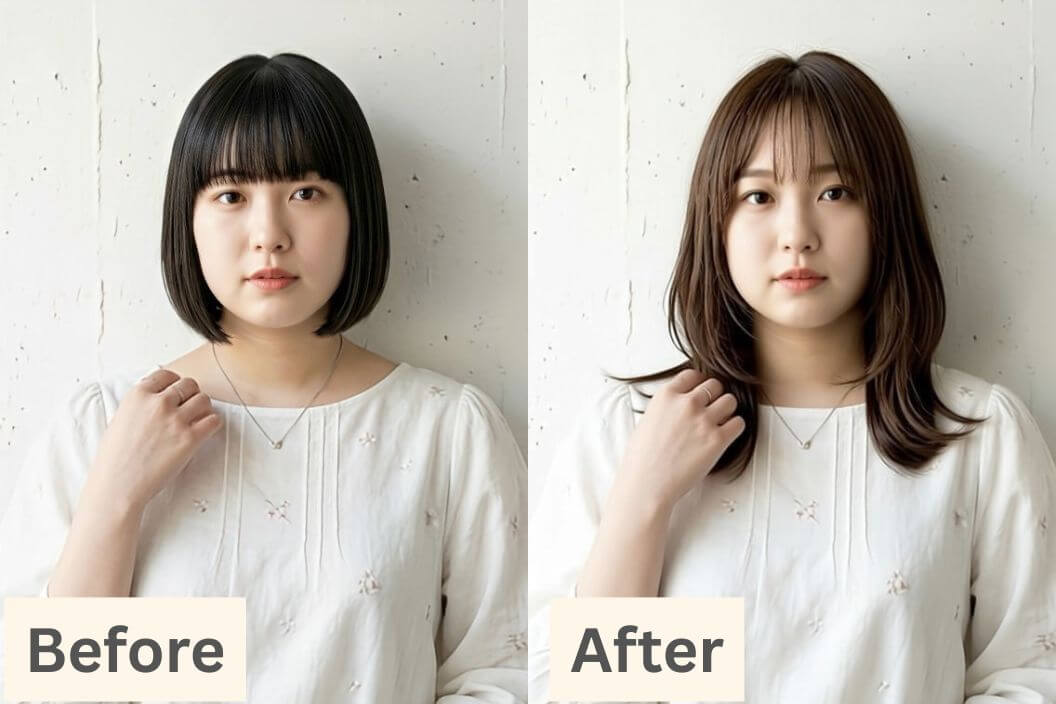 丸顔ビフォーアフター 丸顔ビフォーアフター