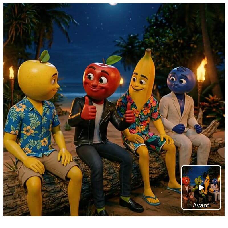 AI Fruit Story : Ile de la tentation sur Tiktok, vidéo de fruits IA