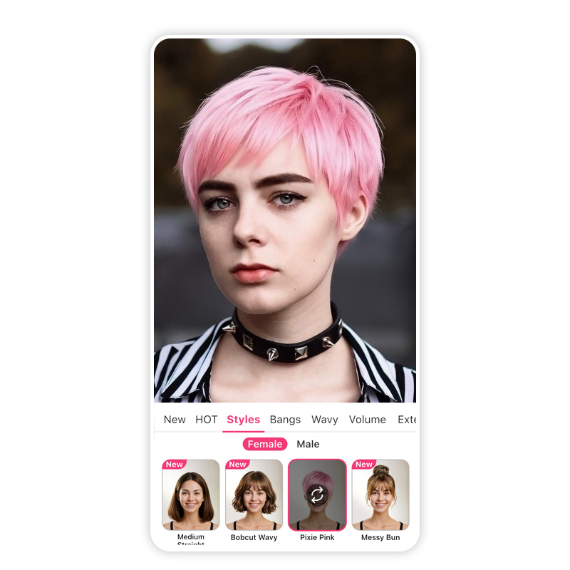 Try on a pink pixie cut with AI to see if it suits you.