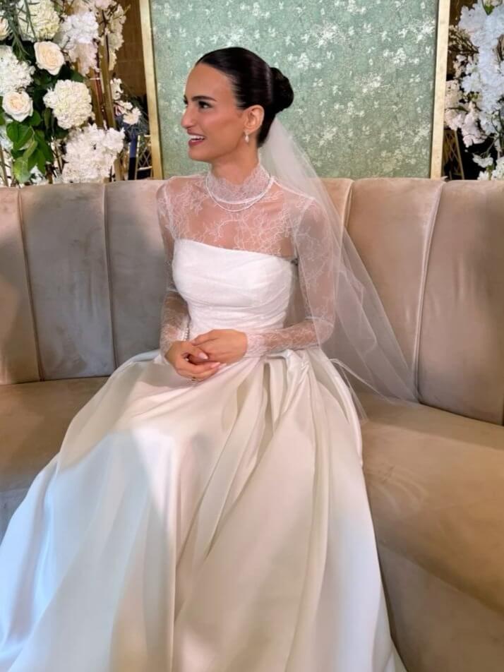 Sheer Mesh Long Sleeve Wedding Dress