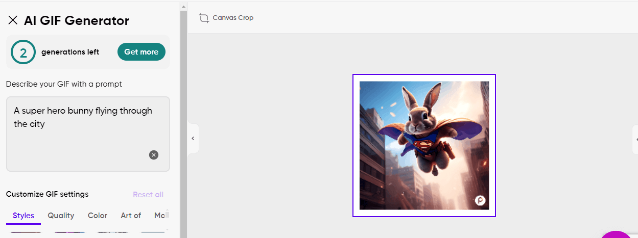 I tried generating a GIF with Picsart's AI Tools