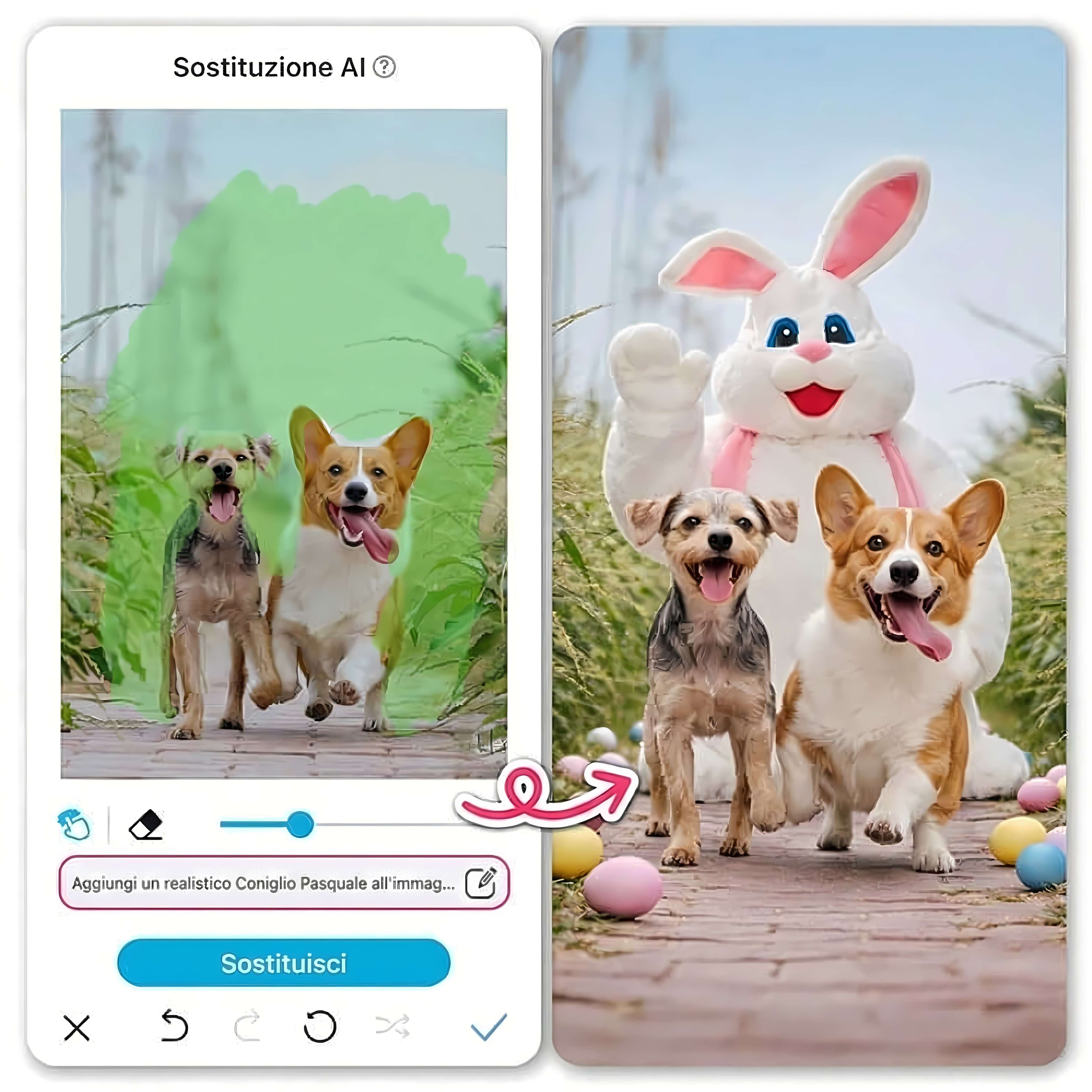 Usa Sostituzione AI per Aggiungere un Coniglio Pasquale Usa Sostituzione AI per Aggiungere un Coniglio Pasquale