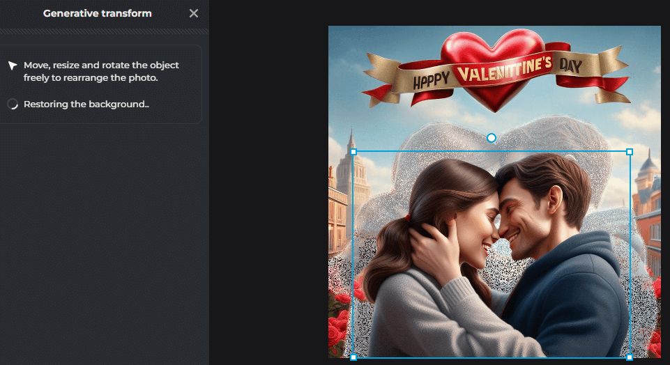 The AI identified the objects in photo, allowing you to movie, resize it.
