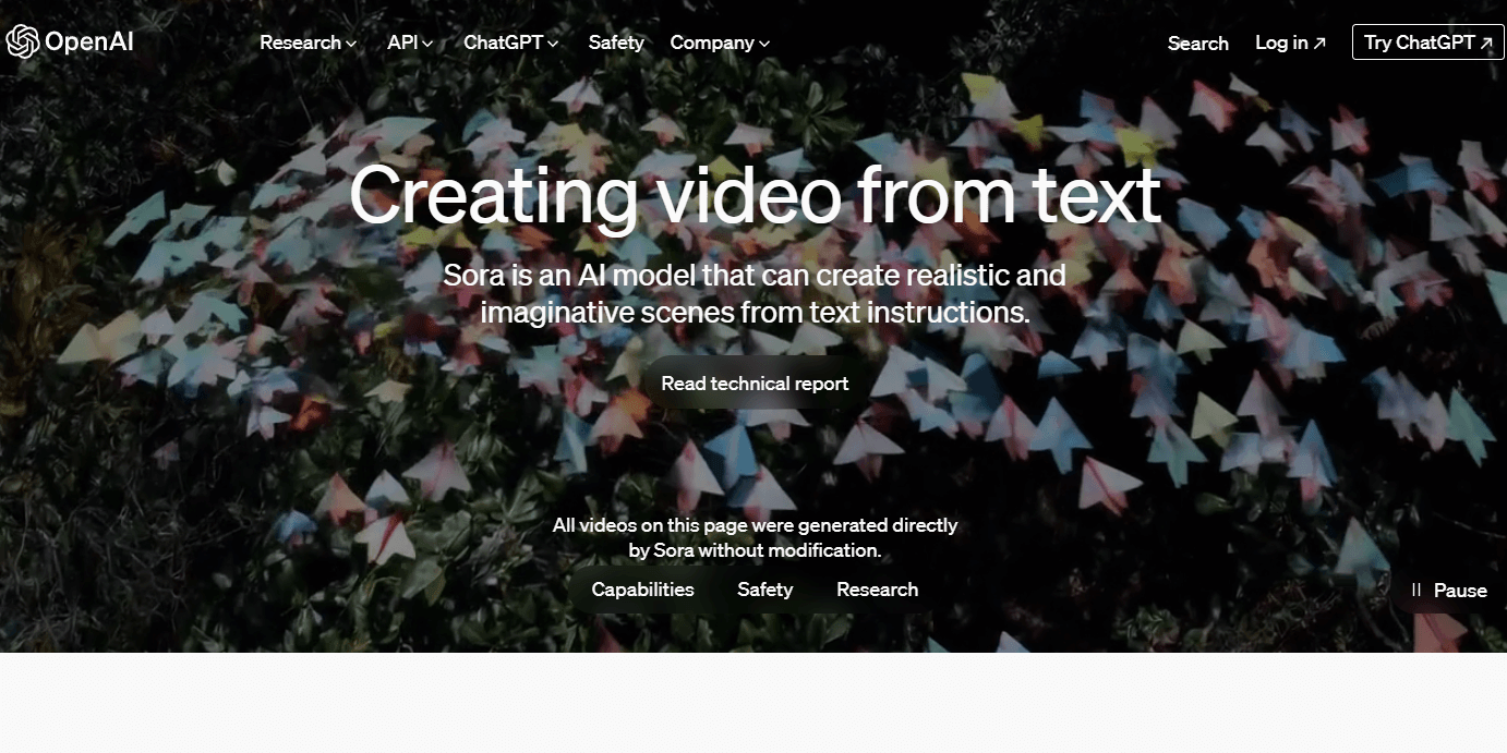 Screenshot der OpenAI-Webseite