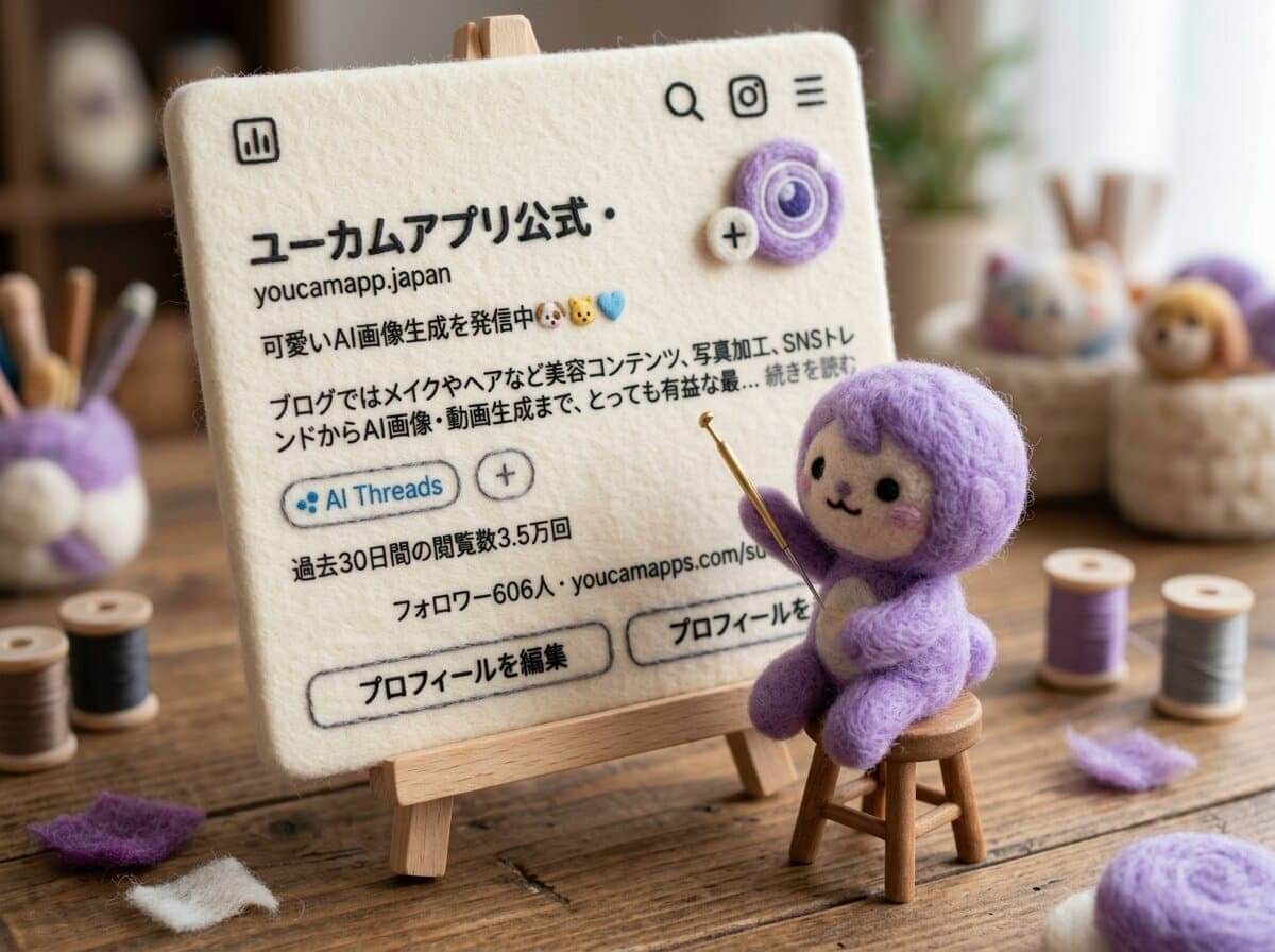 フェルト風アレンジのThreadsAIプロフカード