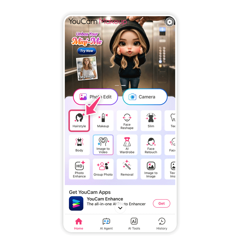 See yourself with different hairstyles in real time using AI try-on.